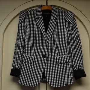 Who What Wear black and white gingham short blazer